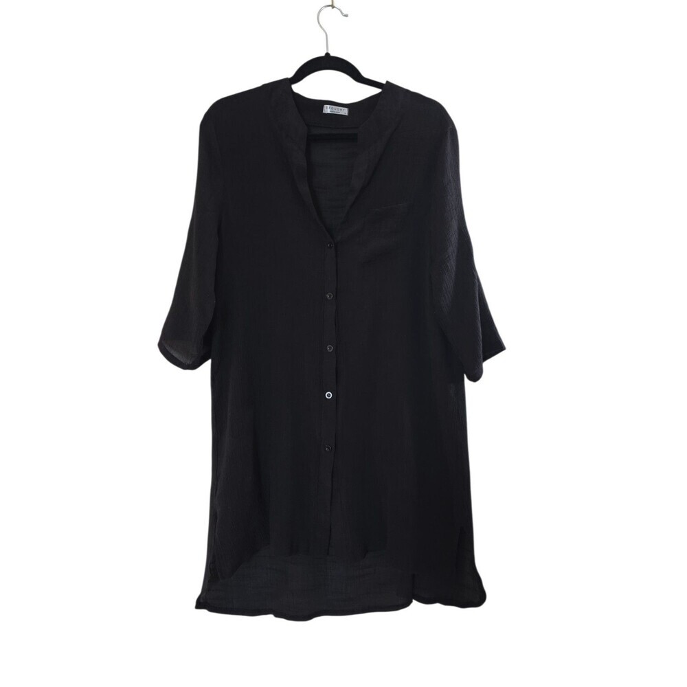 Women’s Black Button-Front Tunic Top